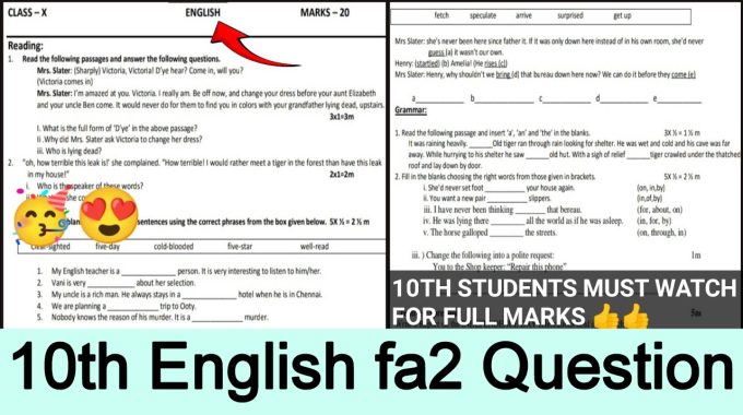 Study fa2 question paper class 10 2018 from here