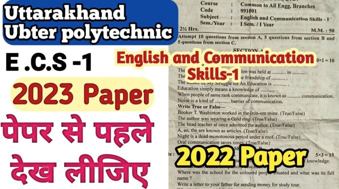 Download polytechnic english question paper 1st year