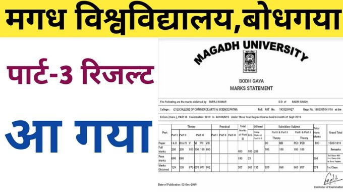 Check last 10 years magadh university result part 3 here