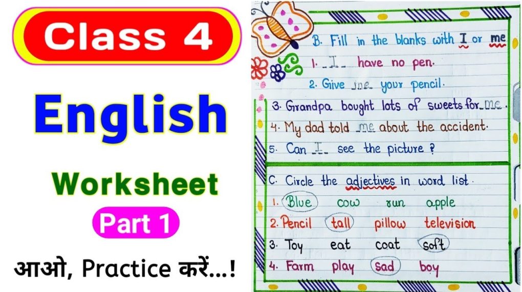 Learn to prepare english worksheet for class 4