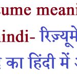 resume meaning in hindi