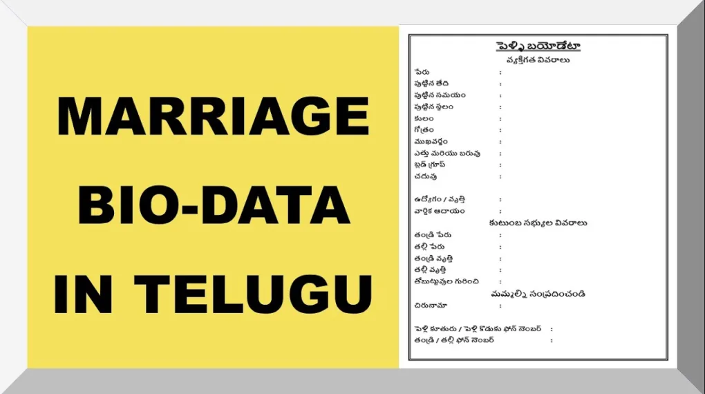 Biodata for Marriage for Telugu