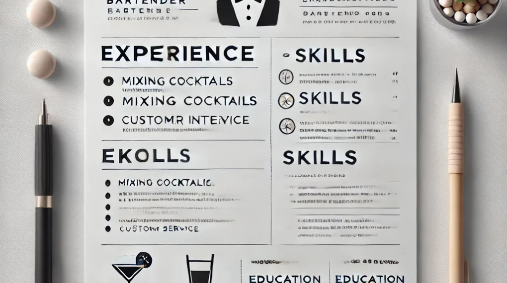 Bartender Resume Example Formats for Hotel or Bar Job