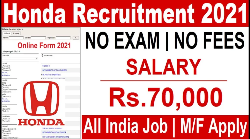 Check for Honda Recruitment 2021 Full Details