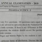 D Pharmacy 1st Year Question Paper 2018