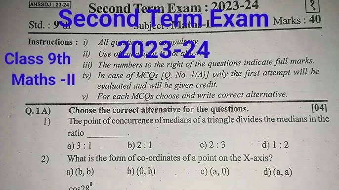 Second Term Maths Question Paper With Answers