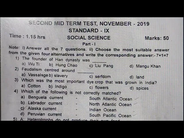 9th Class Question Paper 2019 Social Science