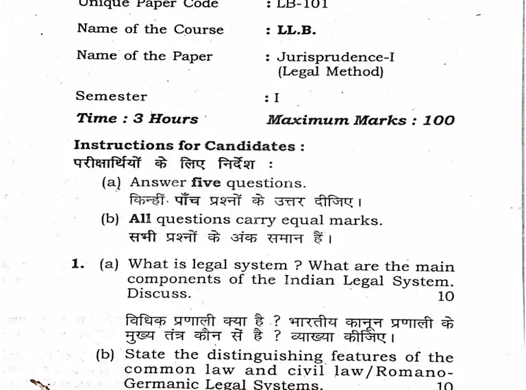 LLB Question Paper – Questions and Answers