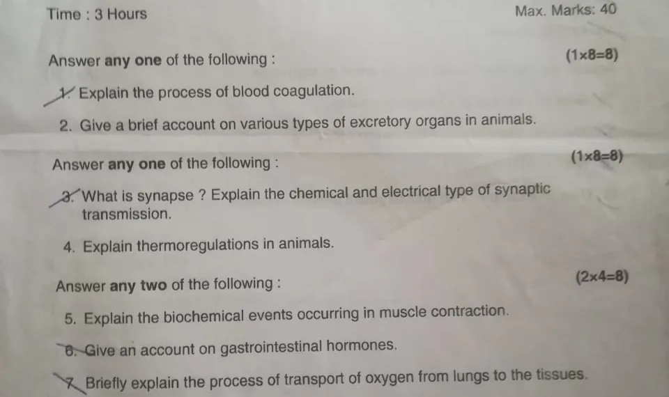 Zoology Practical Question Paper 2019