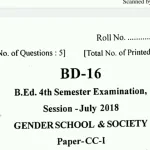 b ed 4th semester question paper