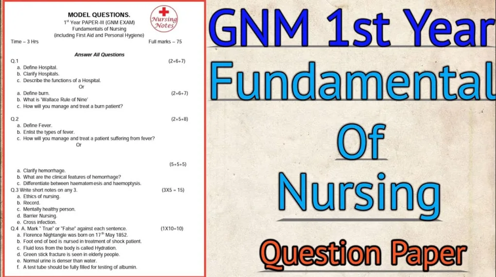 10 Years Question Paper of GNM 1st Year PDF with Answers