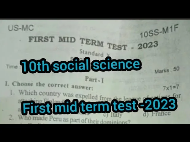 10th First Mid Term Question Paper 2023 with Answers