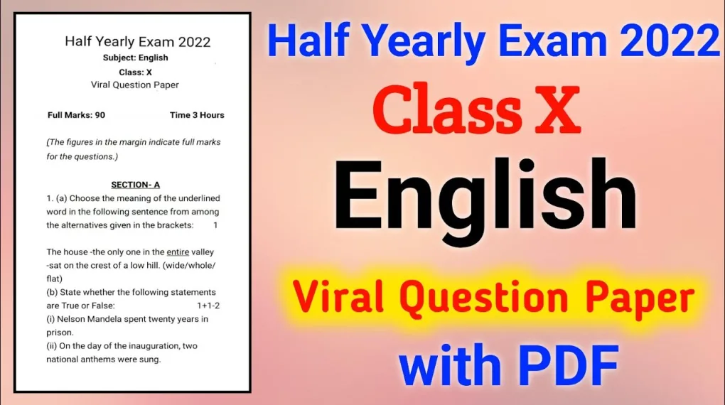 10th Half Yearly Question Paper 2022 PDF – Questions & Answers