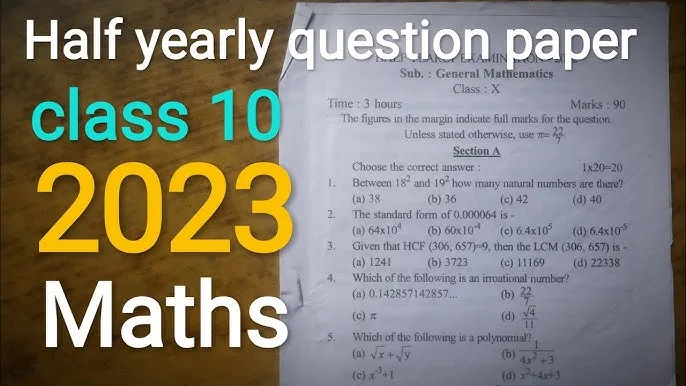 10th half yearly question paper 2023 pdf study