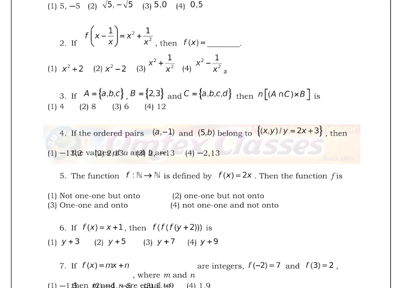 10th Maths One Mark Questions with Answers PDF