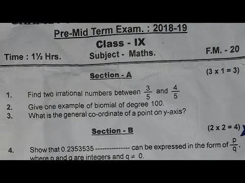 2018 9th Class Maths Question Paper with Answers