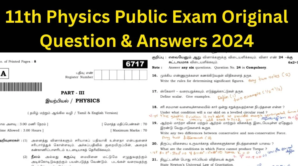 2019 11th Tamil Public Question Paper: Questions and Answers