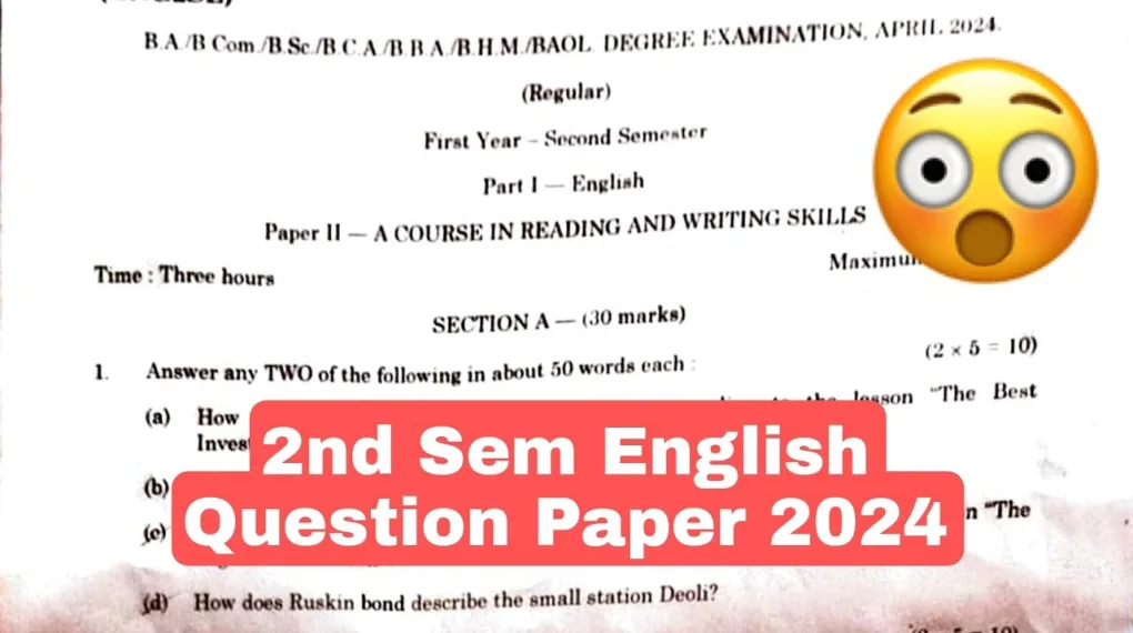 2nd semester English question paper questions