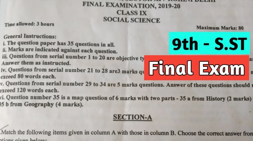 9th class question paper 2019 social science