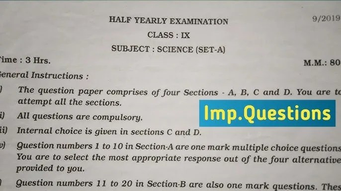 9th Half Yearly Question Paper 2019 Social Science