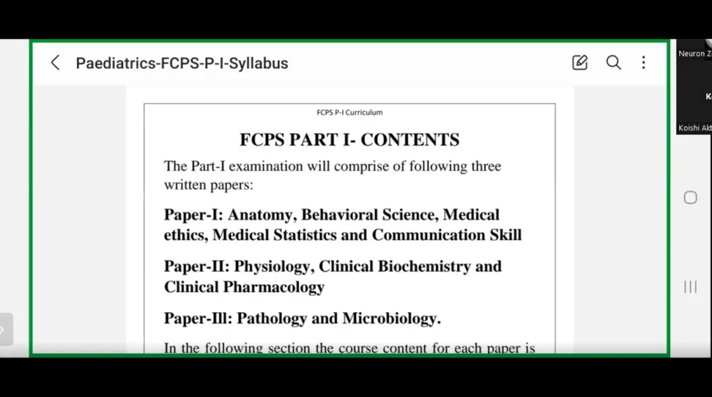 FCPS Part 1 Syllabus | Simple and Complete Overview