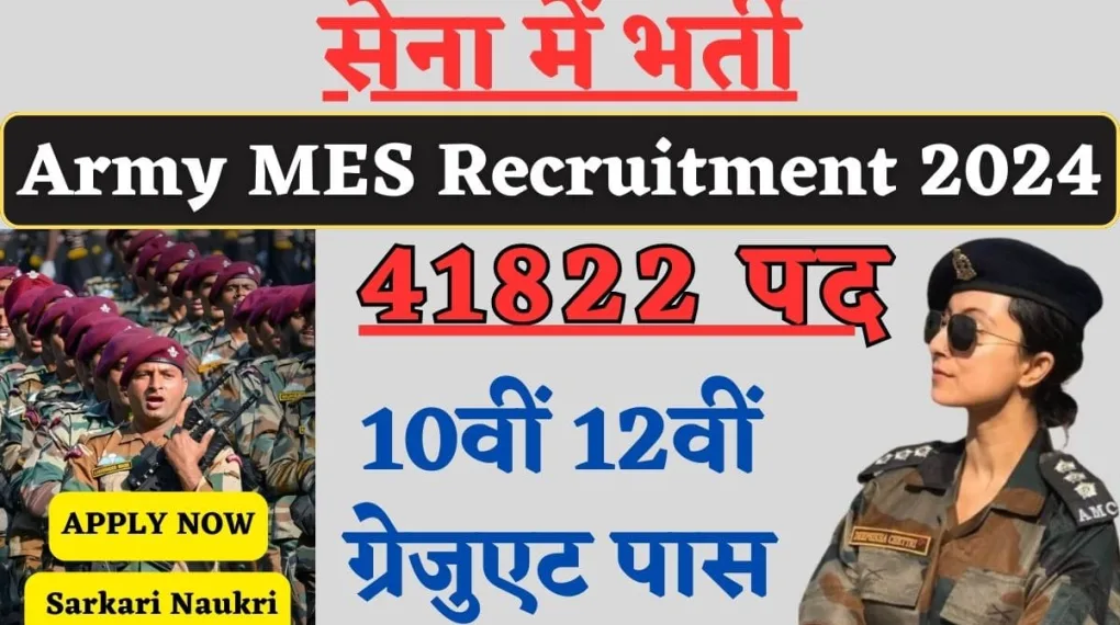 Army MES Recruitment 2024 – Various Posts like Store Keeper, Draftsman & Others