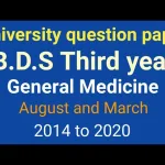 BDS 3rd Year General Medicine Question Papers