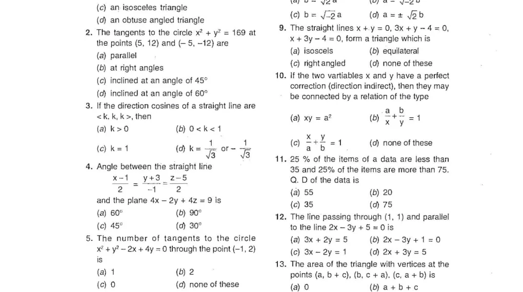 Bitsat Maths Questions and Answers