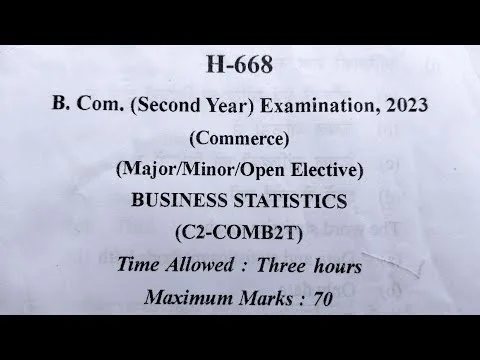 Business statistics question paper for practice