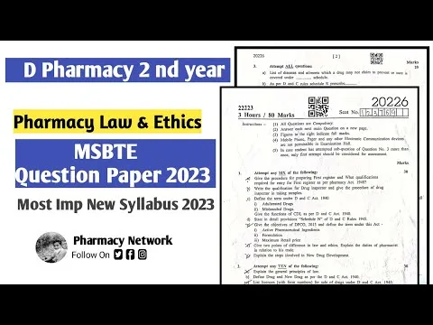 D Pharmacy 2nd Year Question Paper PDF 2023