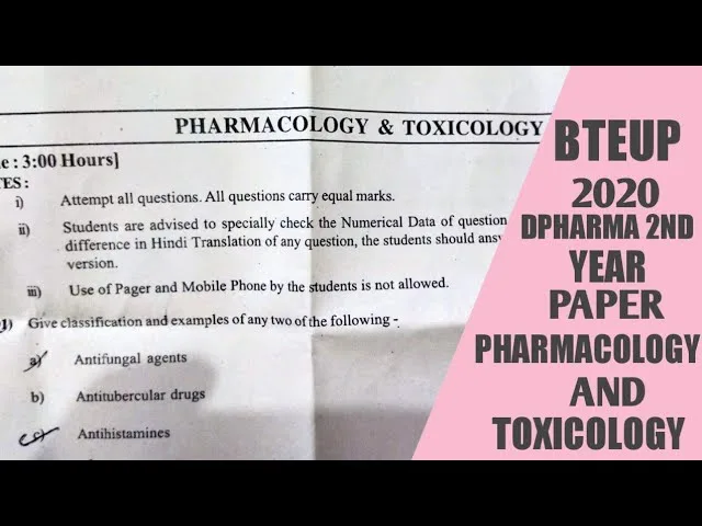 D Pharmacy 2nd Year Question Paper PDF and Answers