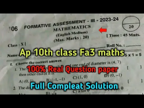 FA3 Maths Question Paper 2018 Questions and Answers