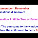 I Remember, I Remember Poem - Questions & Answers Easy