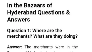 In the Bazaars of Hyderabad Questions and Answers