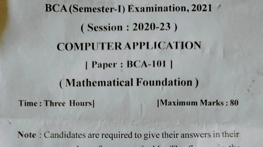 BCA Question Paper with Answers for All Subjects