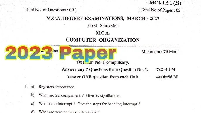 MCA Previous Year Question Papers