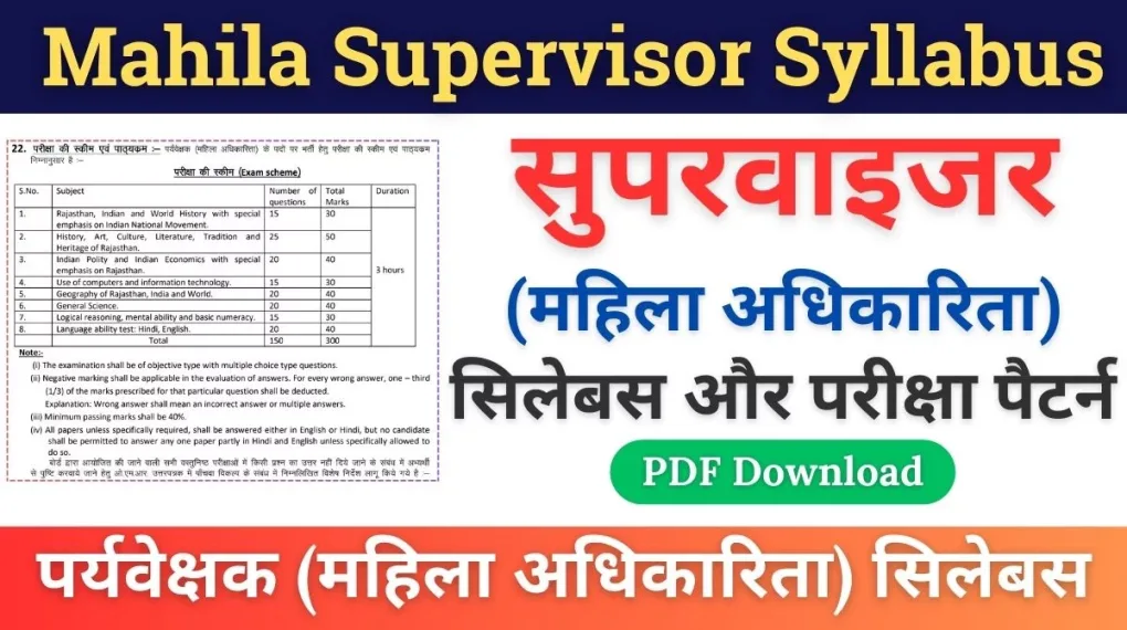 mp mahila supervisor syllabus in hindi pdf