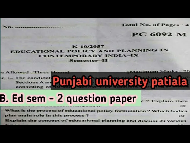 Punjabi University Previous Year Question Papers