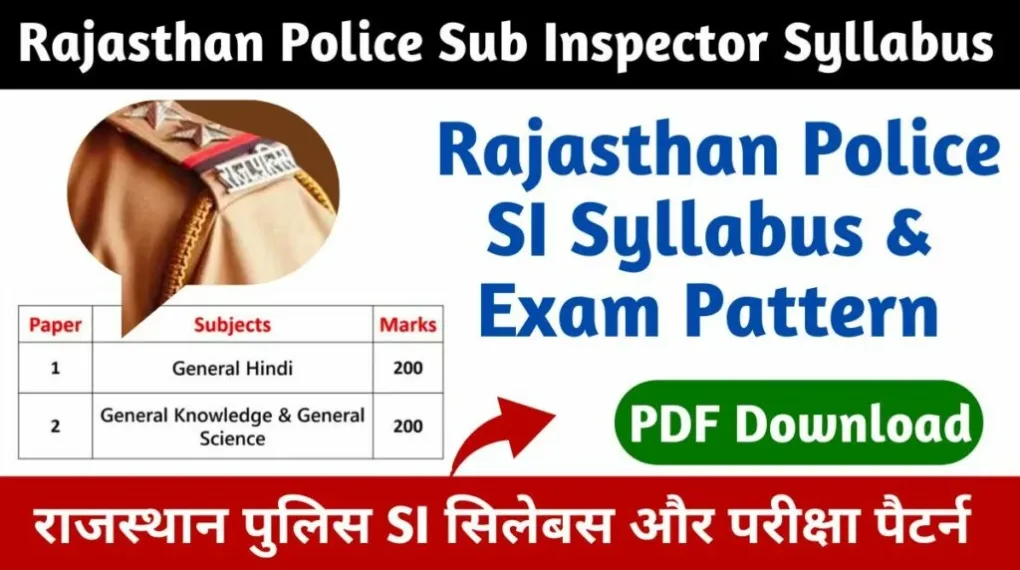 Rajasthan SI Syllabus in Hindi | Complete Details