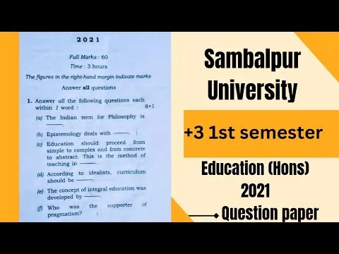 Sambalpur University Previous Year Question Papers