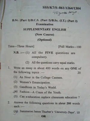 RTMNU BSc 1st Sem Question Papers and Answers