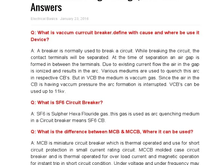 Basic Electrical Engineering Q&A Guide for Students