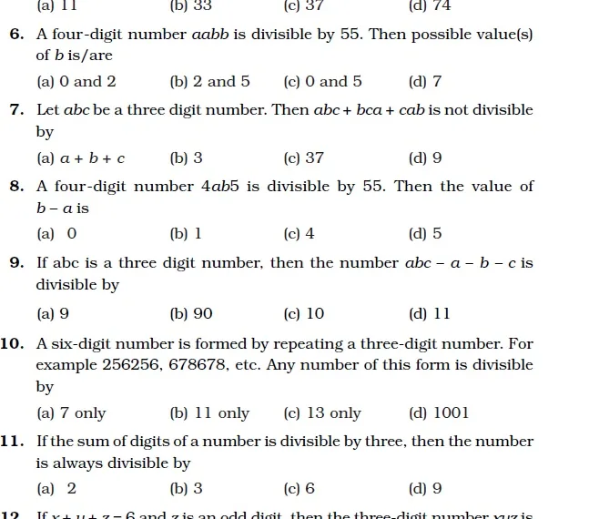 MCQ Questions for Class 8 Maths with Answers