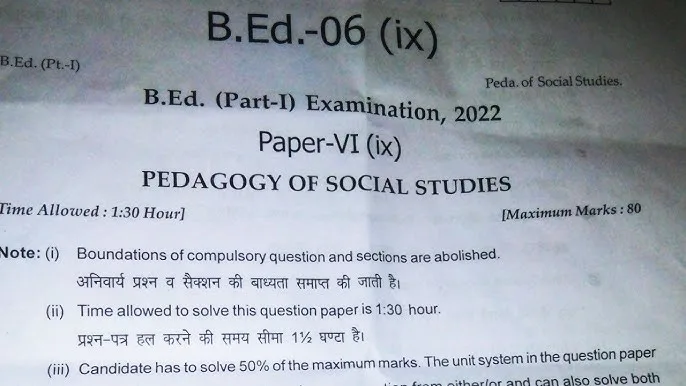 B Ed question paper: Comprehensive Q&A guide for all subjects