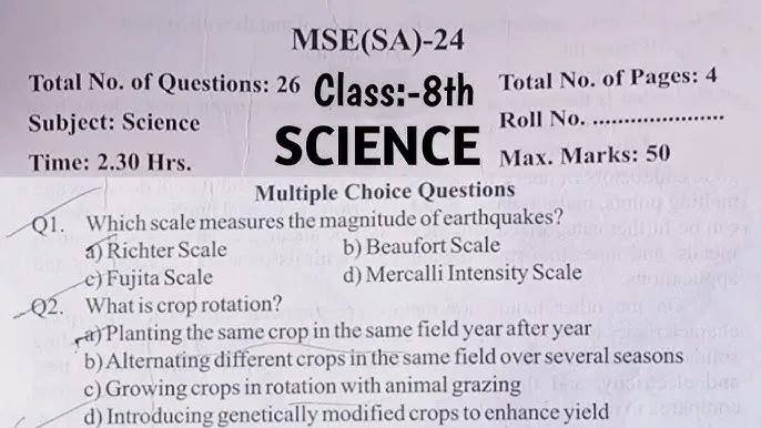 8 standard science question paper 2019 answers