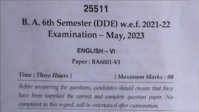 MDU BA 2016 Exam Questions and Answers