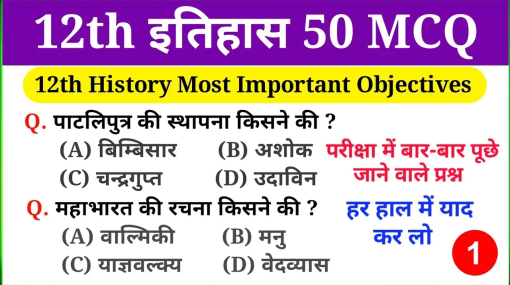 History Objective Questions in Hindi for Exams