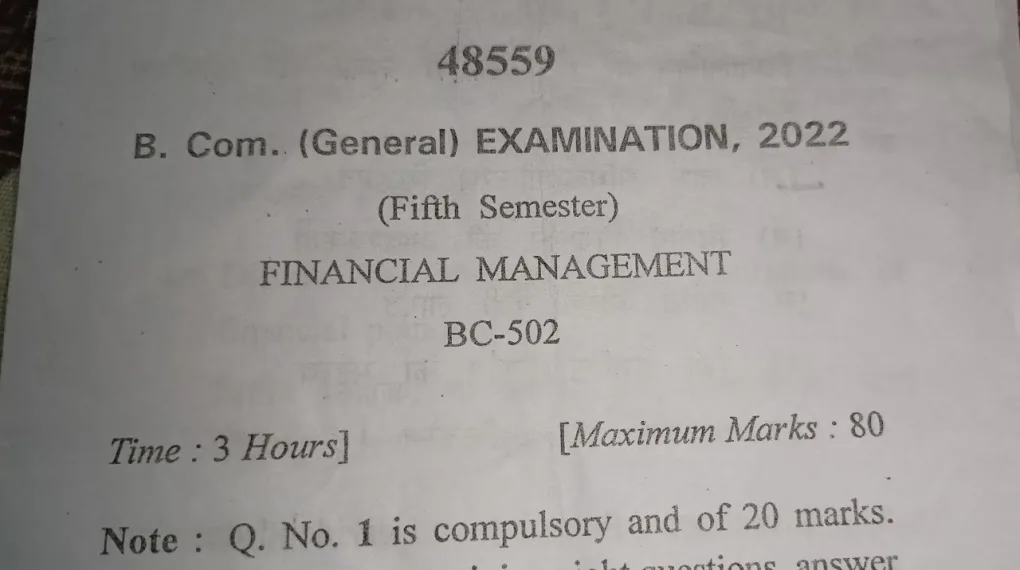 Financial management question paper with answers