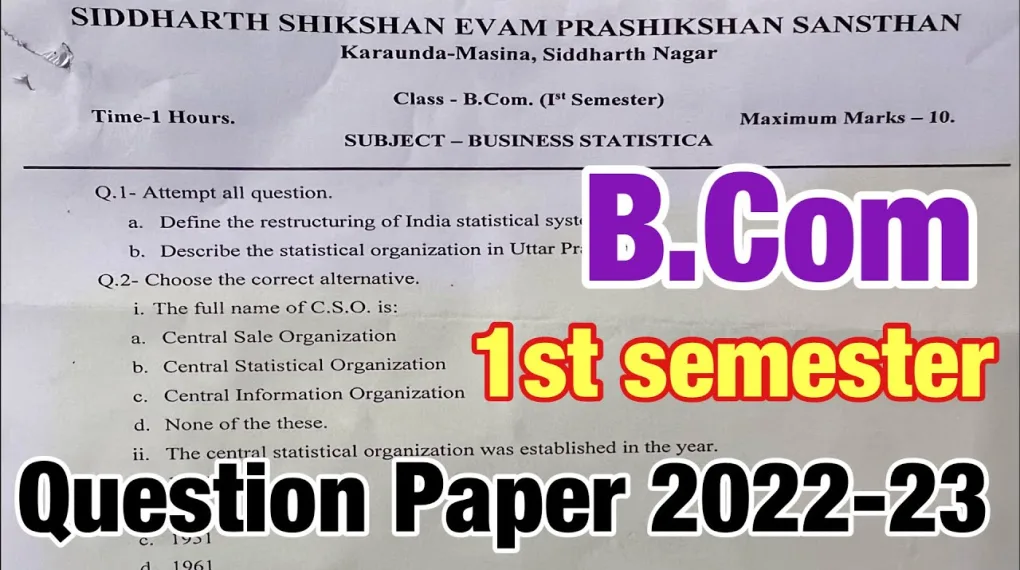 BCom Question Papers 1st Year: Key Q&A