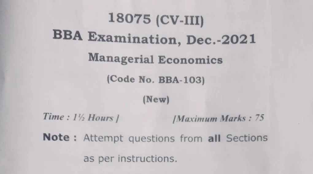 BBA question papers with solution PDF download